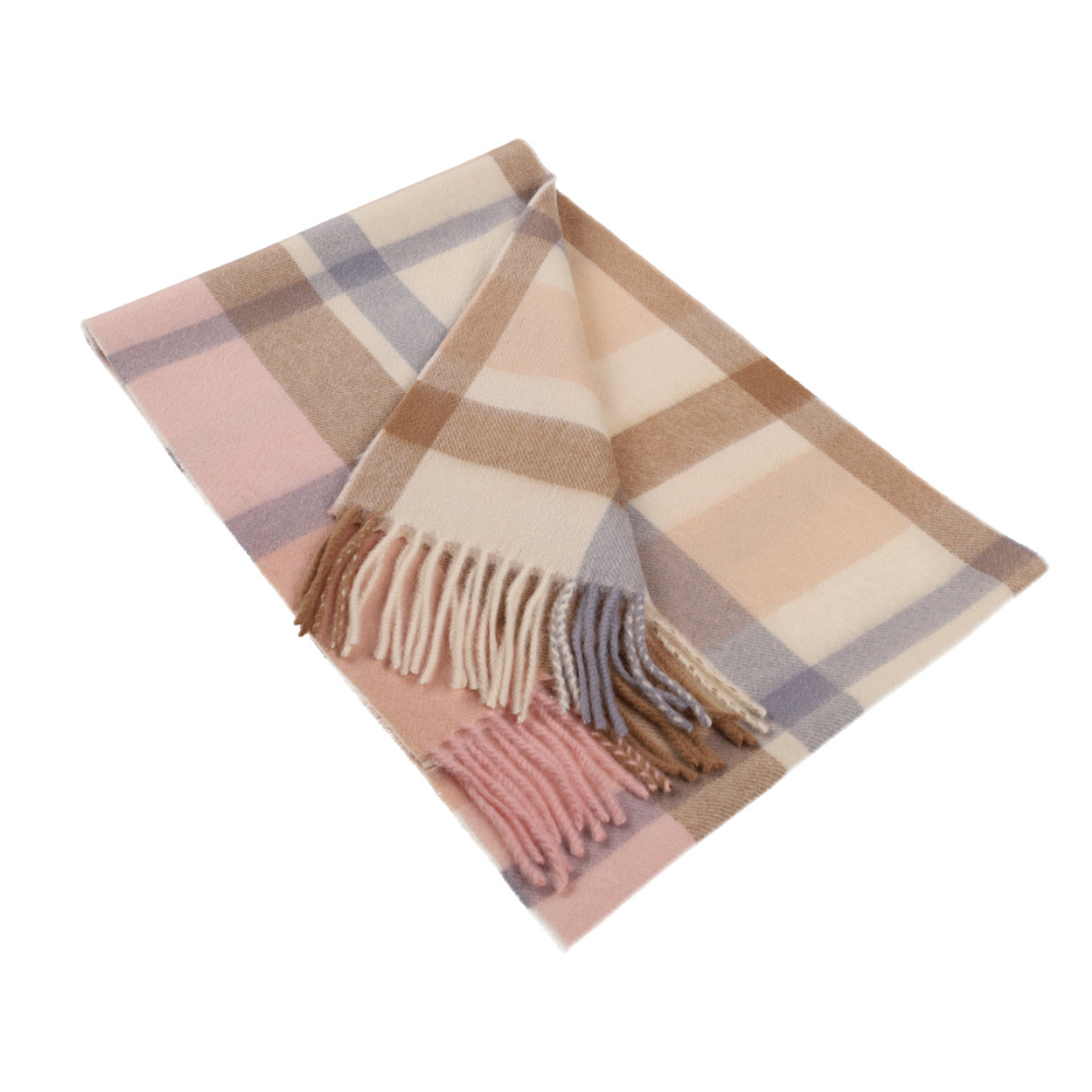 Geruite sjaal van 100% wol in het beige – Londen (1)
