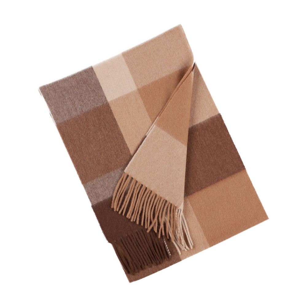 Sjaal met grote ruiten van 100% wol in het bruin en beige – York (3)