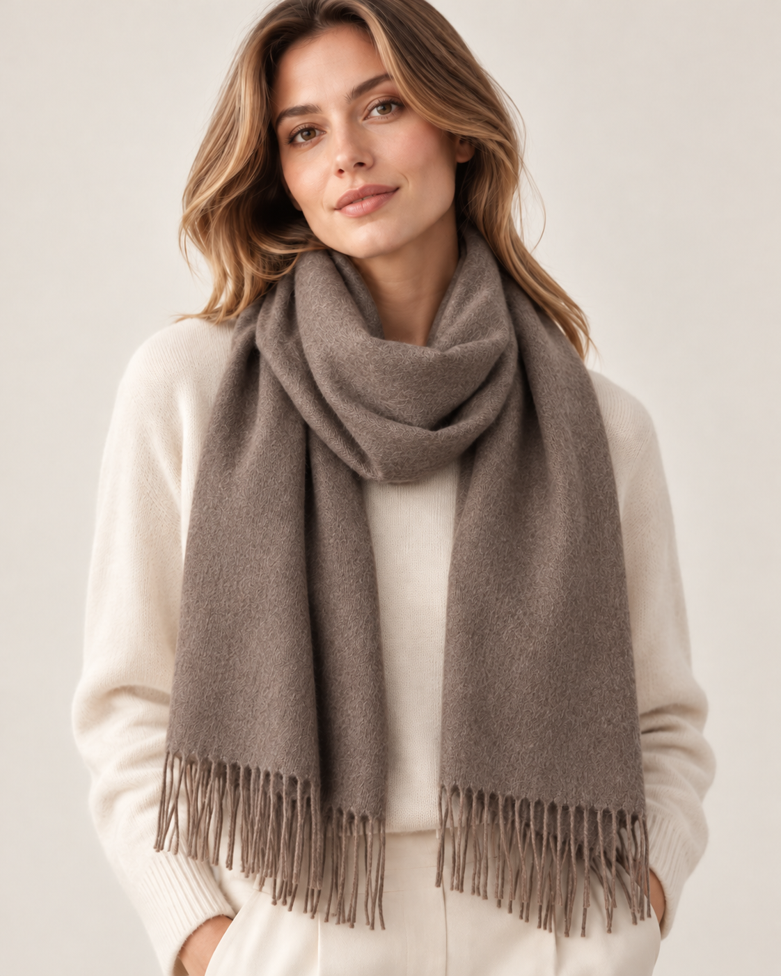 Grijze cashmere sjaal voor dames Parijs (5)